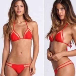 Sexy Red Mesh Bikini Set